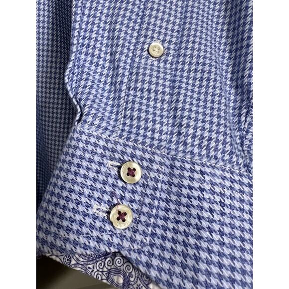Ted Baker Blue Gingham Check Long Sleeve Button Down Shirt - 15.5, 32/33 - Picture 6 of 11
